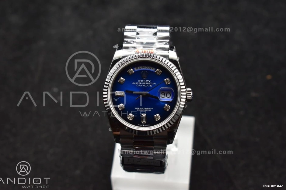 Blue DayDate SS Best Steel (Gain 36 904L Weight) 677 on vr3255 Diamond V5 Bracelet QF President FlexibleFit Dial Edition 0716